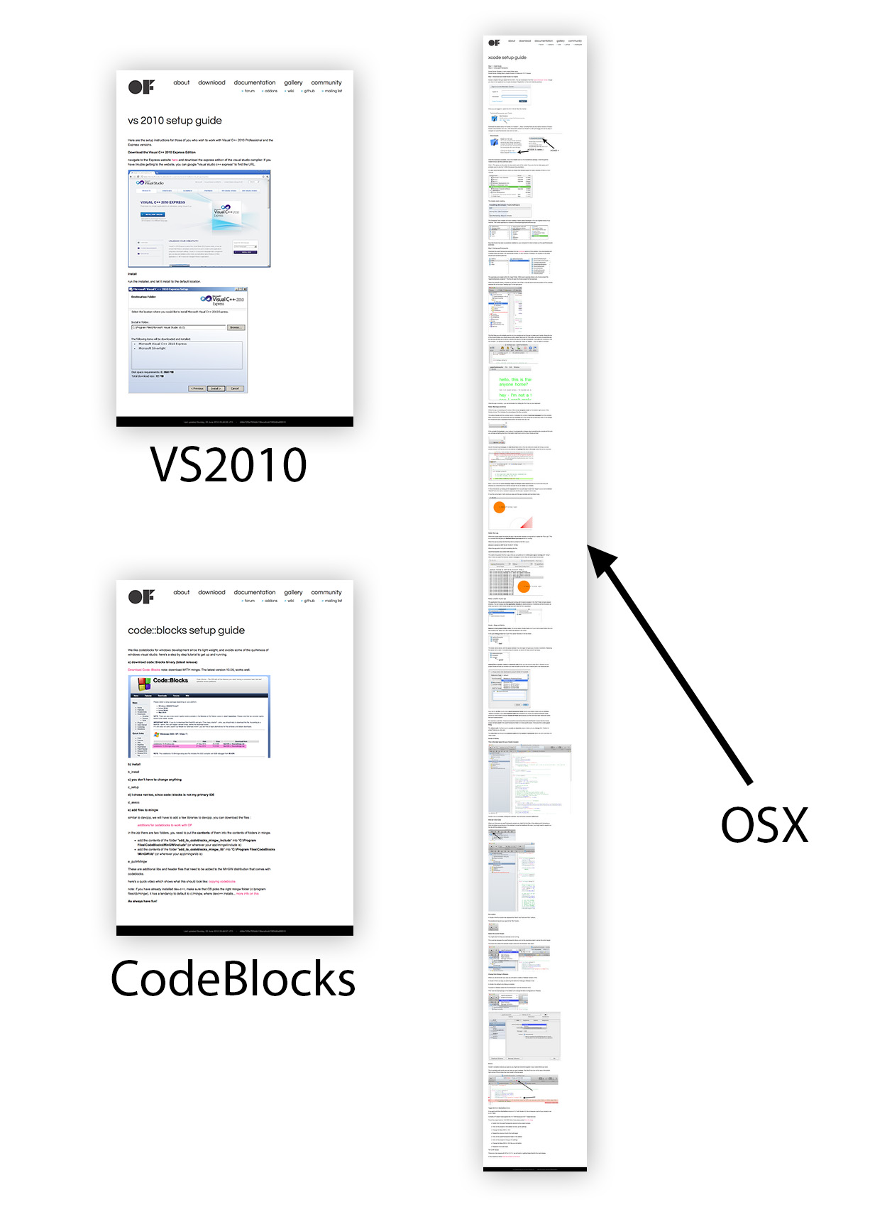 OF setup pages compared